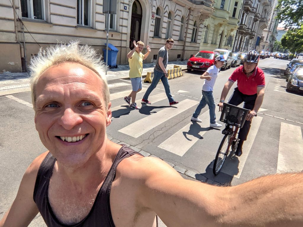 jízda v Praze na kole, selfie
